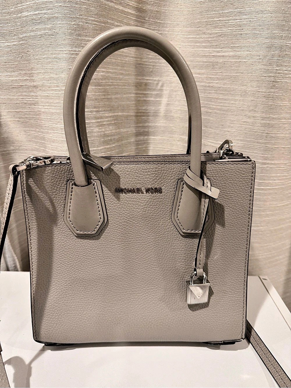 Michael Kors Mercer Small Pebbled Leather Crossbody Bag Gray